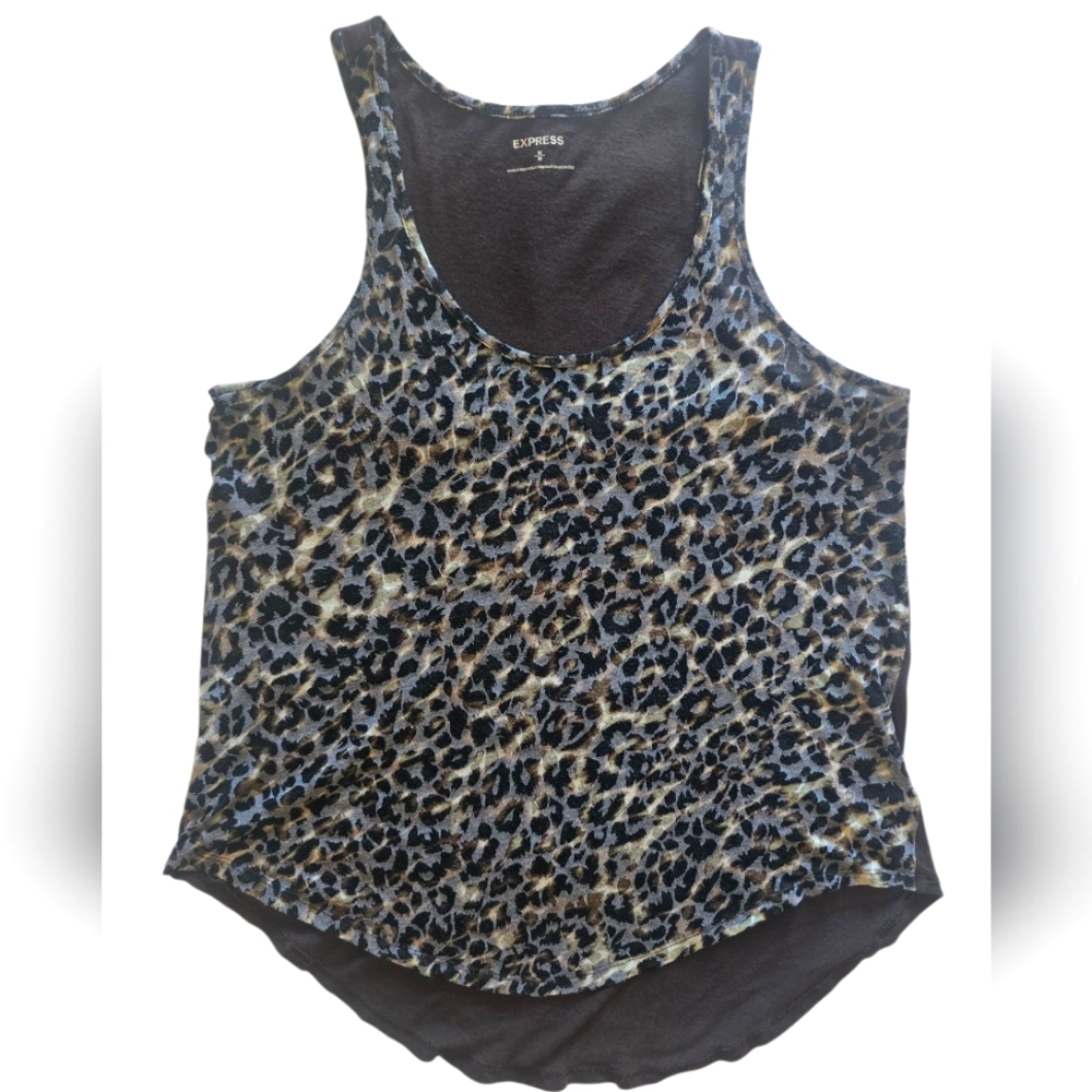 Express Black and Gray Fitted Sleeveless Tank Top